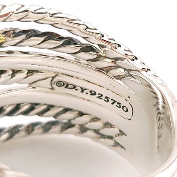 David Yurman Sterling Silver Double X 18k Gold Crossover Band Ring Size 8 - Picture 7 of 7